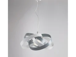 Vertigo - Lámpara colgante de hierro lacado blanco y gris con cable de acero orientable 1 luz 125 - Ø54 - BL156-1-BG