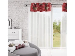 Visillo con ojales de algodón puro 135x250 cm LOVE rojo