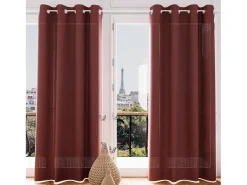 Visillo con ojales jacquard TERCIOPELO terracota