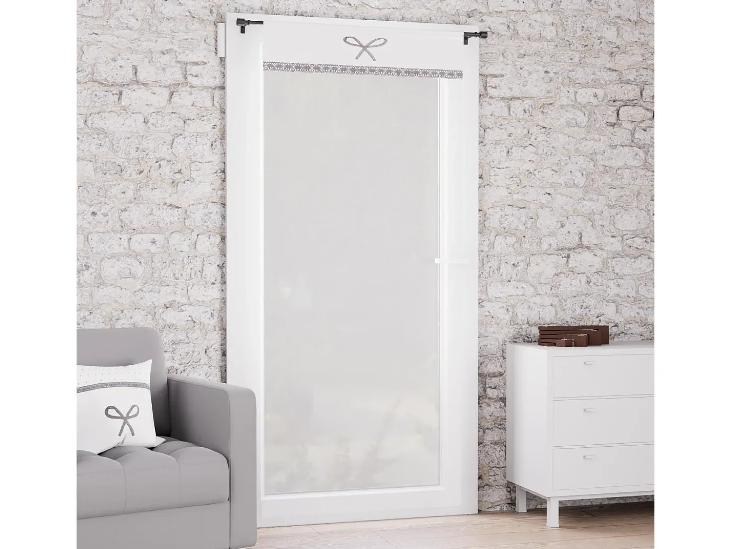 Visillo de algodón para ventana 70x200 cm EMILIE blanco, por Soleil d'ocre