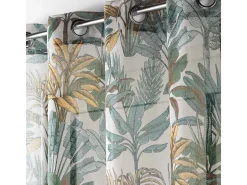 Visillo efecto lino estampado follaje