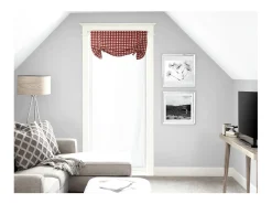 Visillo para puerta ventana 70x200 cm VICHY rojo, algodón jacquard