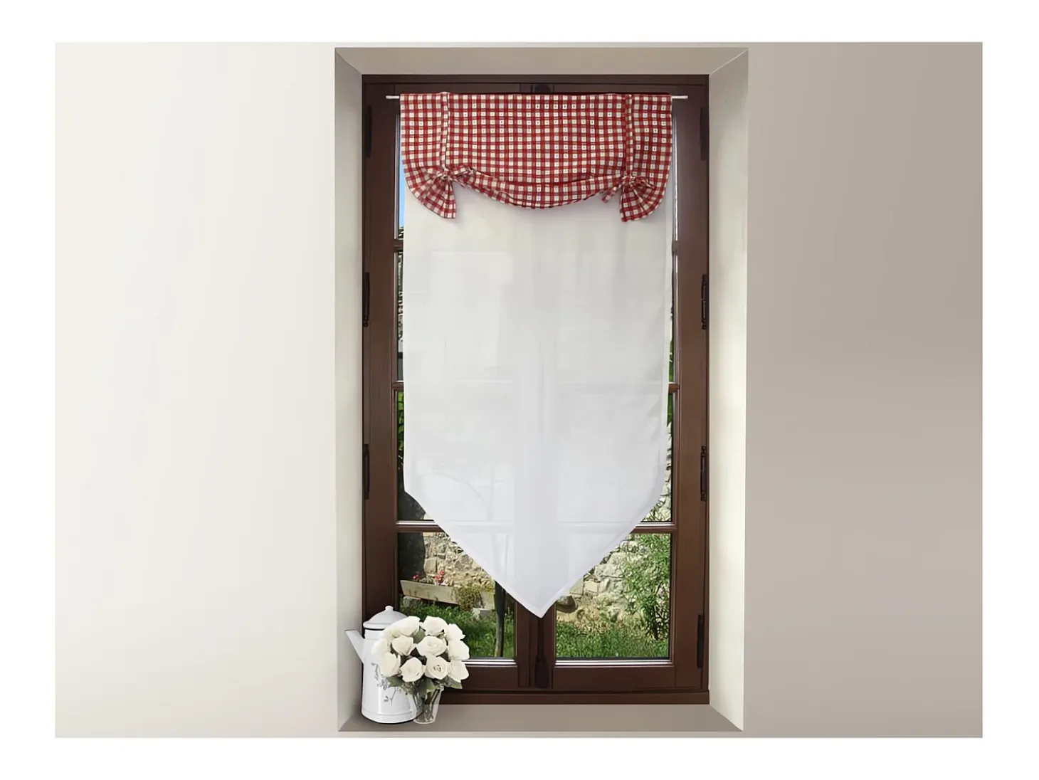 Visillo para ventana de algodón 60x120 cm VICHY Rojo