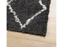 Vito Alfombra de pelo largo moderna PAMPLONA negro y crema 120x170cm