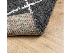 Vito Alfombra de pelo largo moderna PAMPLONA negro y crema 100x200cm