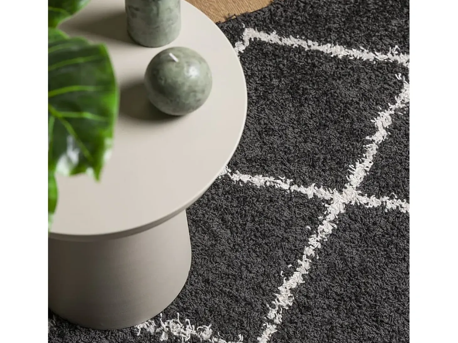 Vito Alfombra de pelo largo moderna PAMPLONA negro y crema 140x200cm