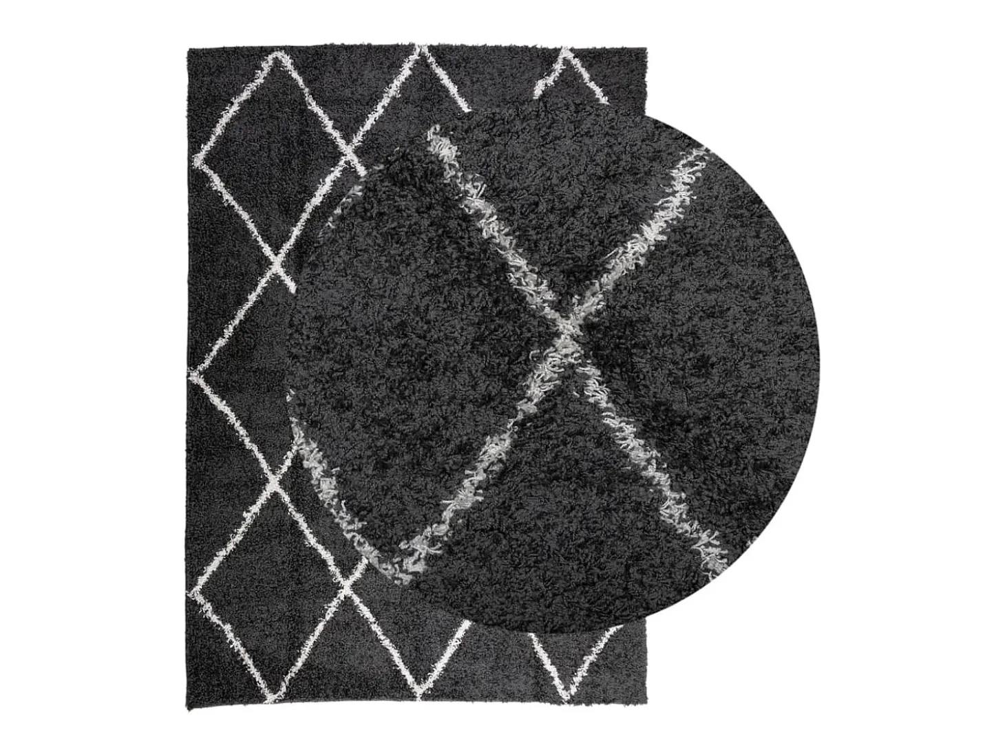 Vito Alfombra de pelo largo moderna PAMPLONA negro y crema 140x200cm