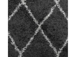 Vito Alfombra de pelo largo moderna PAMPLONA negro y crema 120x120cm