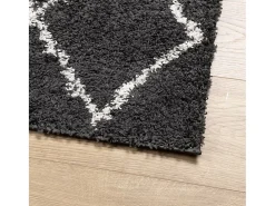 Vito Alfombra de pelo largo moderna PAMPLONA negro y crema 120x120cm