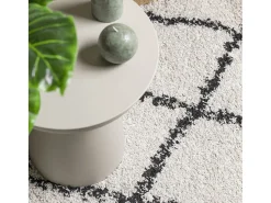 Vito Alfombra de pelo largo moderna PAMPLONA crema y negro 100x200cm