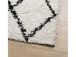 Vito Alfombra de pelo largo moderna PAMPLONA crema y negro 100x200cm