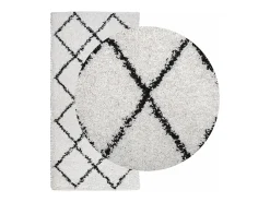 Vito Alfombra de pelo largo moderna PAMPLONA crema y negro 100x200cm