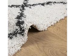 Vito Alfombra de pelo largo moderna PAMPLONA crema y negro 100x200cm