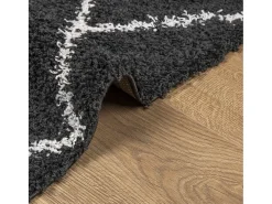 Vito Alfombra de pelo largo moderna PAMPLONA negro y crema 80x150 cm