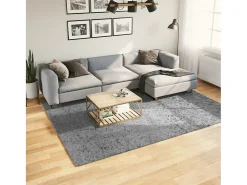 Vito Alfombra peluda de pelo largo moderna PAMPLONA gris 200x280 cm
