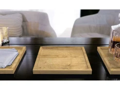 Vladon Cuenco decorativo Maya, moderno Plato decorativo cuadrado, Roble natural, Juego de 2 (20 x 1,8 x 20 cm)