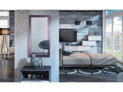 Vladon Espejo Lima, Espejo de pared con Marco moderno, Blanco de alto brillo (89 x 45 cm)