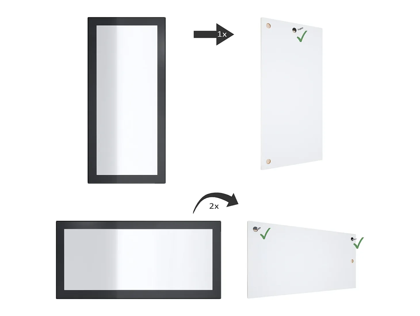 Vladon Espejo Lima, Espejo de pared con Marco moderno, Blanco de alto brillo (110 x 52 cm)