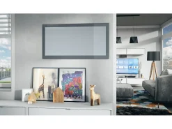 Vladon Espejo Lima, Espejo de pared con Marco moderno, Blanco de alto brillo (110 x 52 cm)