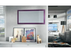 Vladon Espejo Lima, Espejo de pared con Marco moderno, Blanco de alto brillo (110 x 52 cm)