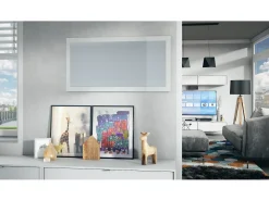 Vladon Espejo Lima, Espejo de pared con Marco moderno, Blanco de alto brillo (110 x 52 cm)