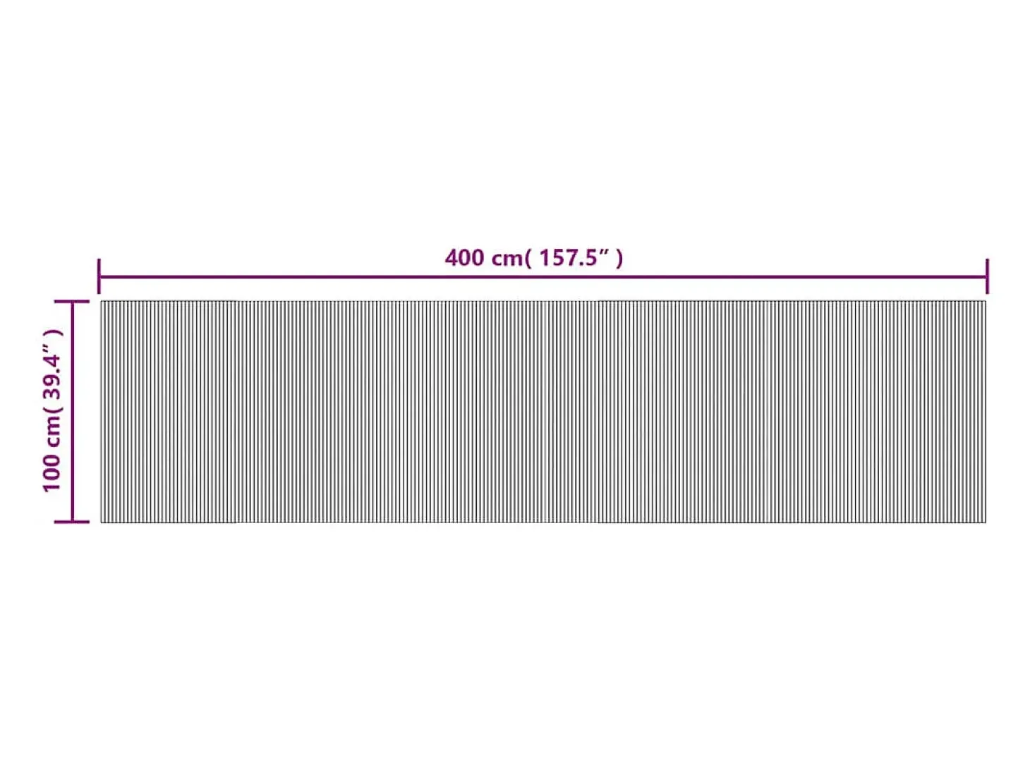 Wakil Alfombra rectangular bambú negro 100x400 cm
