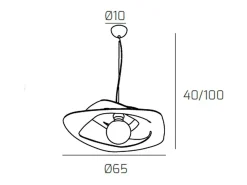 Warped Sospensione D.65 Cm. 1 Luce Grigio