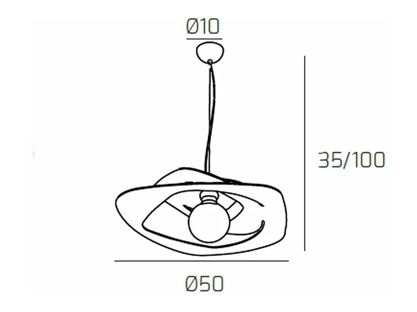 Warped Sospensione D.50 Cm. 1 Luce Bianco