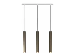 Xena Sospensione 3 Luci Rettangolare Bronzo Con Cavo Cm.250 E Rosone Bianco
