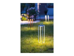 Zafferano - Farol solar para el hogar de 2 LED, 37,3 cm, lámpara de pared y mesa de 2 W con batería y sensor crepuscular - Corten