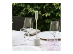 Zafferano - Lámpara de mesa LED recargable y táctil Carolina - Negro brillante y latón cepillado