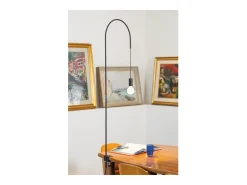 Zafferano - Lámpara de mesa de alambre con abrazadera, giratoria 200°, H152 cm, metal pintado, bombilla E27 máx. 60 W incluida - Negro