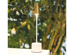 Zafferano - Lámpara de mesa LED recargable y táctil Carolina - Marfil pulido y bronce cepillado