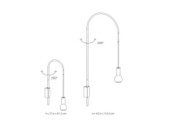 Zafferano - Lámpara de pared Filo, giratoria 200°, metal pintado, bombilla E27 máx. 60 W incluida, altura 61 cm - Rojo