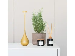 Zafferano Dondolina - Lámpara de mesa LED recargable IP65, inalámbrica, con regulador táctil - Diseño italiano, color dorado