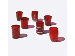 Zafferano Melting Pot Juego de 6 Vasos Monocolor - Rojo - Vidrio Soplado a Mano, 32 cl - Vasos Artesanos para Agua y Cócteles