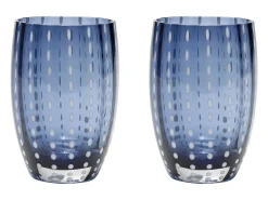 Zafferano Perle Glass colores mezclados 2 - Vidrio coloreado soplado, 32 cl, hecho a mano - Juego de 6 vasos artesanales para agua o cócteles