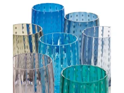 Zafferano Perle Green Glass - Vidrio soplado a boca de color, 32 cl, hecho a mano - Juego de 2 vasos artesanales para agua o cócteles