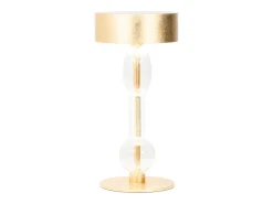 Zafferano Royal Family Wi-Fi - Lámpara de mesa LED inteligente recargable, regulador táctil, 36 h de duración de batería - Aluminio dorado y vidrio