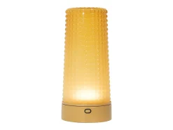 Zafferano Soffio - Lámpara de mesa LED recargable IP65, regulador táctil, inalámbrica, 10 h de autonomía - Vidrio soplado en oro mate y ámbar