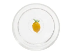 Zafferano Teca Frutta - Juego de 6 Vasos de Vidrio Borosilicato con Limón - Vaso de 35 cl Doble Fondo Decorado a Mano, Fácilmente Lavable