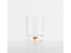 Zafferano Teca Frutta - Juego de 6 Vasos de Vidrio Borosilicato con Pera - Vaso de 35 cl con Doble Fondo Decorado a Mano, Fácilmente Lavable