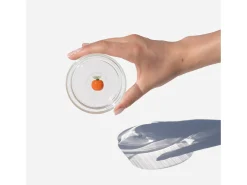Zafferano Teca Frutta - Juego de 6 Vasos de Vidrio Borosilicato con Naranja - Vaso de 35 cl Doble Fondo Decorado a Mano, Fácilmente Lavable