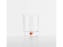 Zafferano Teca Frutta - Juego de 6 Vasos de Vidrio Borosilicato con Naranja - Vaso de 35 cl Doble Fondo Decorado a Mano, Fácilmente Lavable