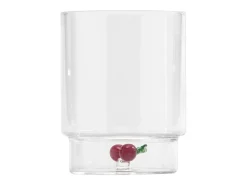 Zafferano Teca Frutta Mix - Juego de 6 Vasos de Vidrio Borosilicato con Fruta - Vaso de 35 cl con Doble Fondo Decorado a Mano, Fácilmente Lavable