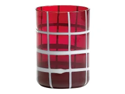 Zafferano Twiddle - Juego de 6 vasos de vidrio soplado de colores, 35 cl - Vasos artesanales con decoración blanca, aptos para lavavajillas