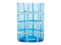 Zafferano Twiddle - Juego de 6 vasos de vidrio soplado de colores, 35 cl - Vasos artesanales con decoración blanca, aptos para lavavajillas