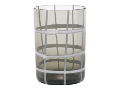 Zafferano Twiddle - Juego de 6 vasos de vidrio soplado de colores, 35 cl - Vasos artesanales con decoración blanca, aptos para lavavajillas