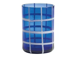 Zafferano Twiddle - Juego de 6 vasos de vidrio soplado de colores, 35 cl - Vasos artesanales con decoración blanca, aptos para lavavajillas